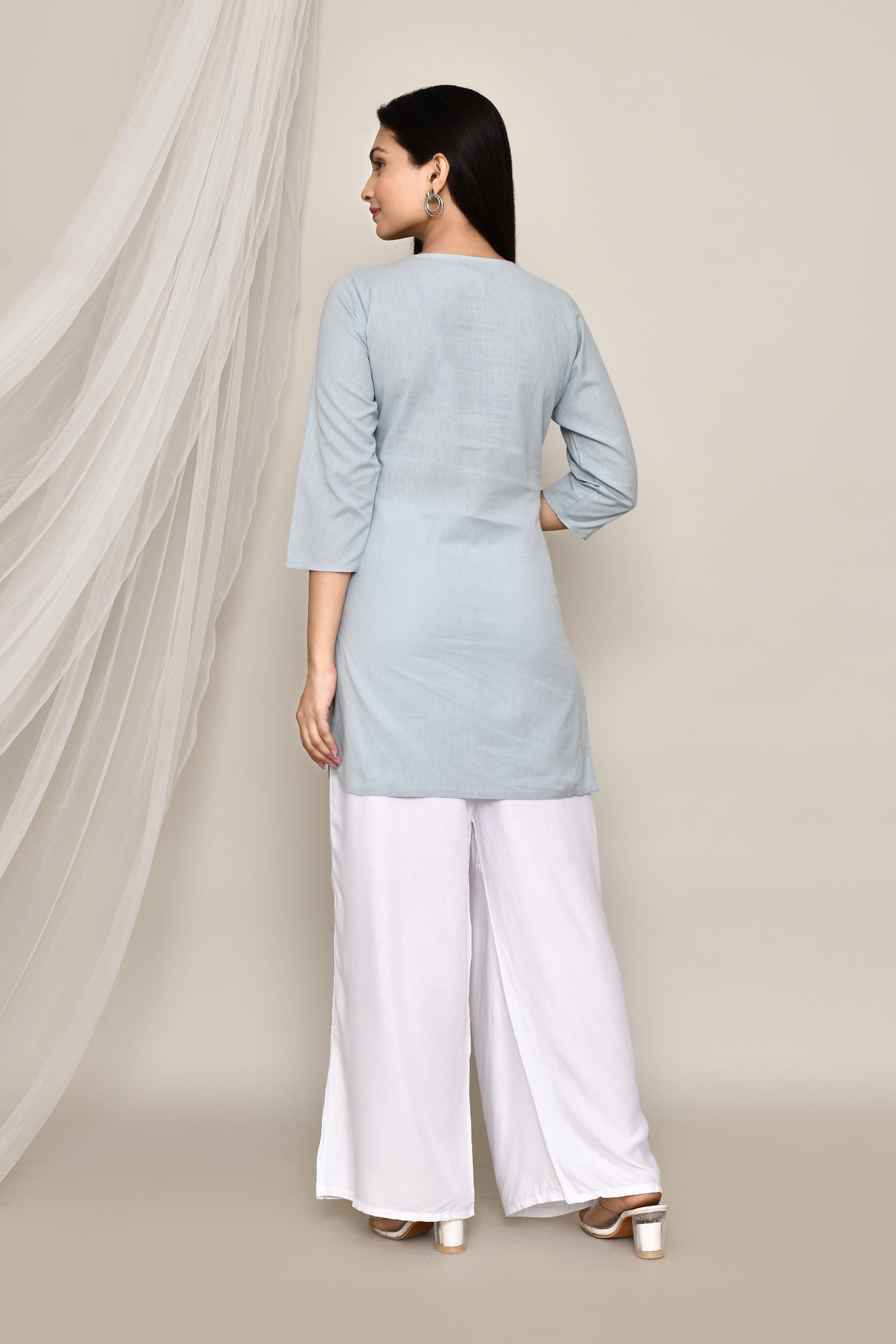 Short Chikankari Kurta Floral