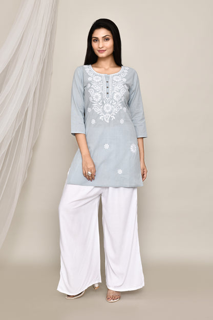 Short Chikankari Kurta Floral