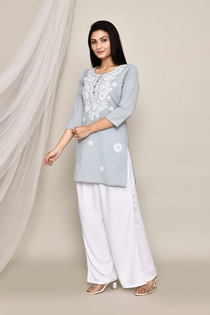 Short Chikankari Kurta Floral