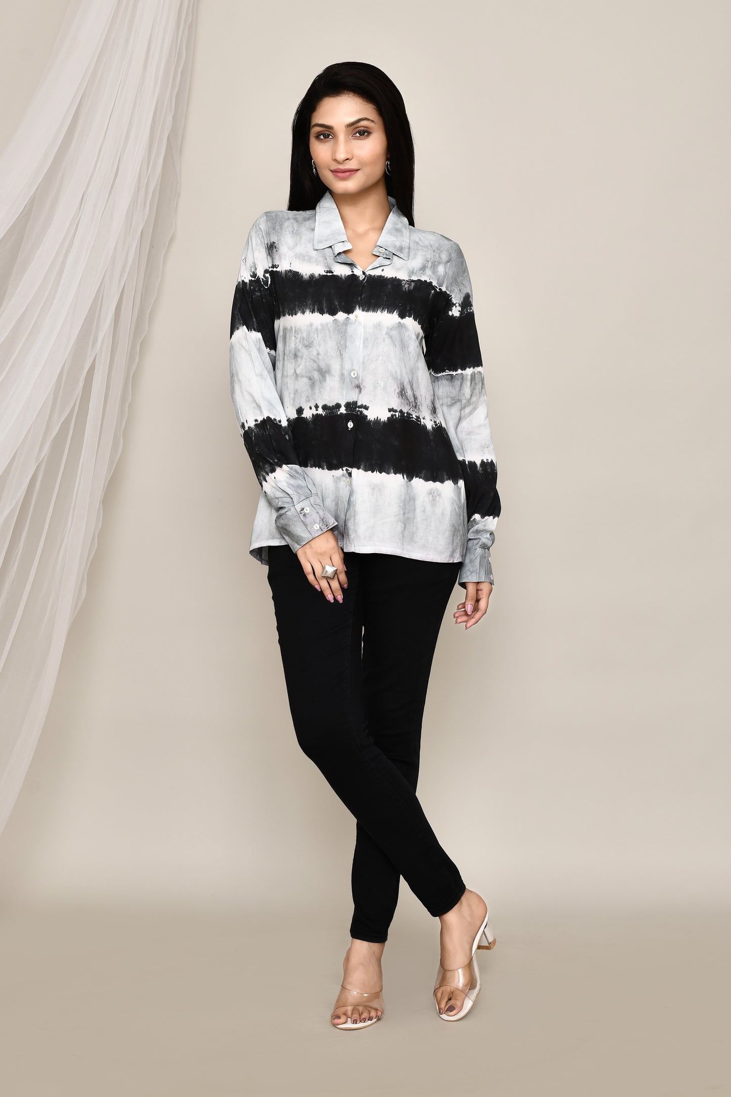 Tie & Dye Black And White Fancy Shirt