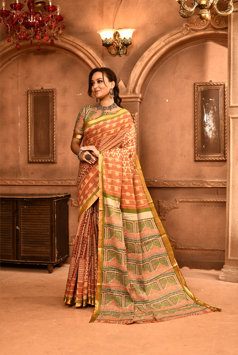 Roopkaantha Mrittika- Orange 100% Organic Cotton Saree